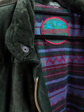 Load image into Gallery viewer, Vintage genuine suede leather coat green padded warm thick winter jacket Henri Rossi IT48 M-L
