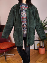 Load image into Gallery viewer, Vintage genuine suede leather coat green padded warm thick winter jacket Henri Rossi IT48 M-L
