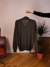 Load image into Gallery viewer, Vintage argyle merino wool polo collar sweater knit pullover jumper khaki green brown yellow diamonds M
