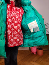 Load image into Gallery viewer, Vintage Moncler designer down jacket parka warm winter sport turquoise green ski unisex men 3 L
