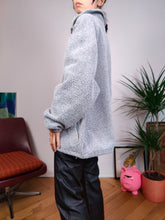Lade das Bild in den Galerie-Viewer, Vintage Fleecejacke Pullover Pullover Reißverschluss Strickjacke schlicht grau blau Georges Gonnet France L
