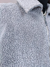Lade das Bild in den Galerie-Viewer, Vintage Fleecejacke Pullover Pullover Reißverschluss Strickjacke schlicht grau blau Georges Gonnet France L
