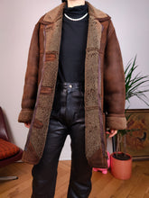 Load image into Gallery viewer, Vintage genuine shearling leather coat brown sheepskin lambskin sherpa winter toggle jacket Zaffers 36 S-M
