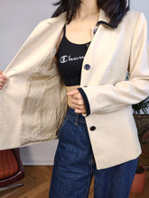 Lade das Bild in den Galerie-Viewer, Vintage 90er Jahre Escada reine Schurwolle Blazer Blouson Bluse cremebeige schlichte Jacke Premium Designer Damen 38 S
