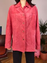 Lade das Bild in den Galerie-Viewer, Vintage 100 % echtes Wildleder-Hemdjacke rosa rot Damen DE40 M
