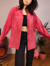 Load image into Gallery viewer, Vintage 100% real suede leather shirt jacket pink red women DE40 M
