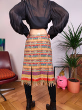Load image into Gallery viewer, Vintage Weekend Max Mara wool skirt designer stripe pattern yellow orange DE 34 XS
