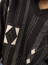 Load image into Gallery viewer, Vintage Cacharel designer wool blend sweater knit black white pattern pullover jumper women men unisex L
