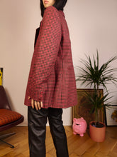 Lade das Bild in den Galerie-Viewer, Vintage wool red blazer check checker pattern pattern jacket women M-L
