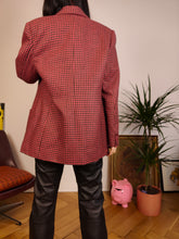 Lade das Bild in den Galerie-Viewer, Vintage wool red blazer check checker pattern pattern jacket women M-L
