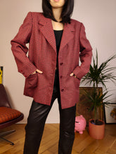 Load image into Gallery viewer, Vintage wool red blazer check checker pattern pattern jacket women M-L
