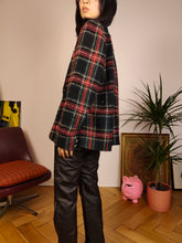Load image into Gallery viewer, Vintage wool blend black blazer red check checker pattern pattern jacket women M
