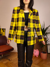 Load image into Gallery viewer, Vintage 100% wool blazer yellow check checker pattern tartan Donna Mia Clueless jacket women IT46 S
