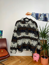 Lade das Bild in den Galerie-Viewer, Vintage thick fleece pullover jumper blue grey snow pattern sweater women men unisex M
