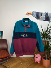Load image into Gallery viewer, Vintage Lotto fleece sweatshirt pullover jumper embroidery burgundy red purple blue sweater women men unisex M
