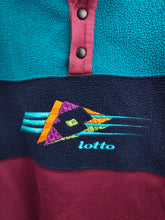 Lade das Bild in den Galerie-Viewer, Vintage Lotto fleece sweatshirt pullover jumper embroidery burgundy red purple blue sweater women men unisex M
