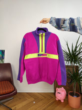 Lade das Bild in den Galerie-Viewer, Vintage Siemens fleece pullover jumper embroidery pink purple sweater women men unisex S
