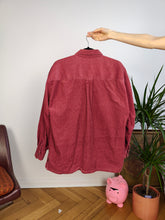 Lade das Bild in den Galerie-Viewer, Vintage cord red shirt corduroy cotton button up long sleeve plain women M-L
