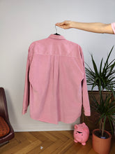 Load image into Gallery viewer, Vintage cord pink shirt corduroy cotton button up long sleeve plain women M

