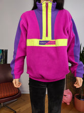 Load image into Gallery viewer, Vintage Siemens fleece pullover jumper embroidery pink purple sweater women men unisex S
