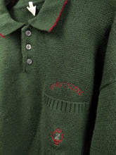 Lade das Bild in den Galerie-Viewer, Vintage wool mix knit polo sweater green plain knitted pullover jumper embroidery logo women unisex men M
