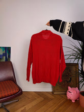 Load image into Gallery viewer, Vintage 100% wool red polo collar sweater knit pullover jumper argyle diamonds pattern Scottland L

