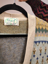 Lade das Bild in den Galerie-Viewer, Vintage cashmere wool cardigan beige blue yellow nordic pattern knit knitted jacket M
