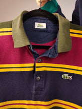 Lade das Bild in den Galerie-Viewer, Vintage Lacoste long sleeve polo shirt stripes green red blue rugby cotton sweater sweatshirt women unisex men 5 L-XL
