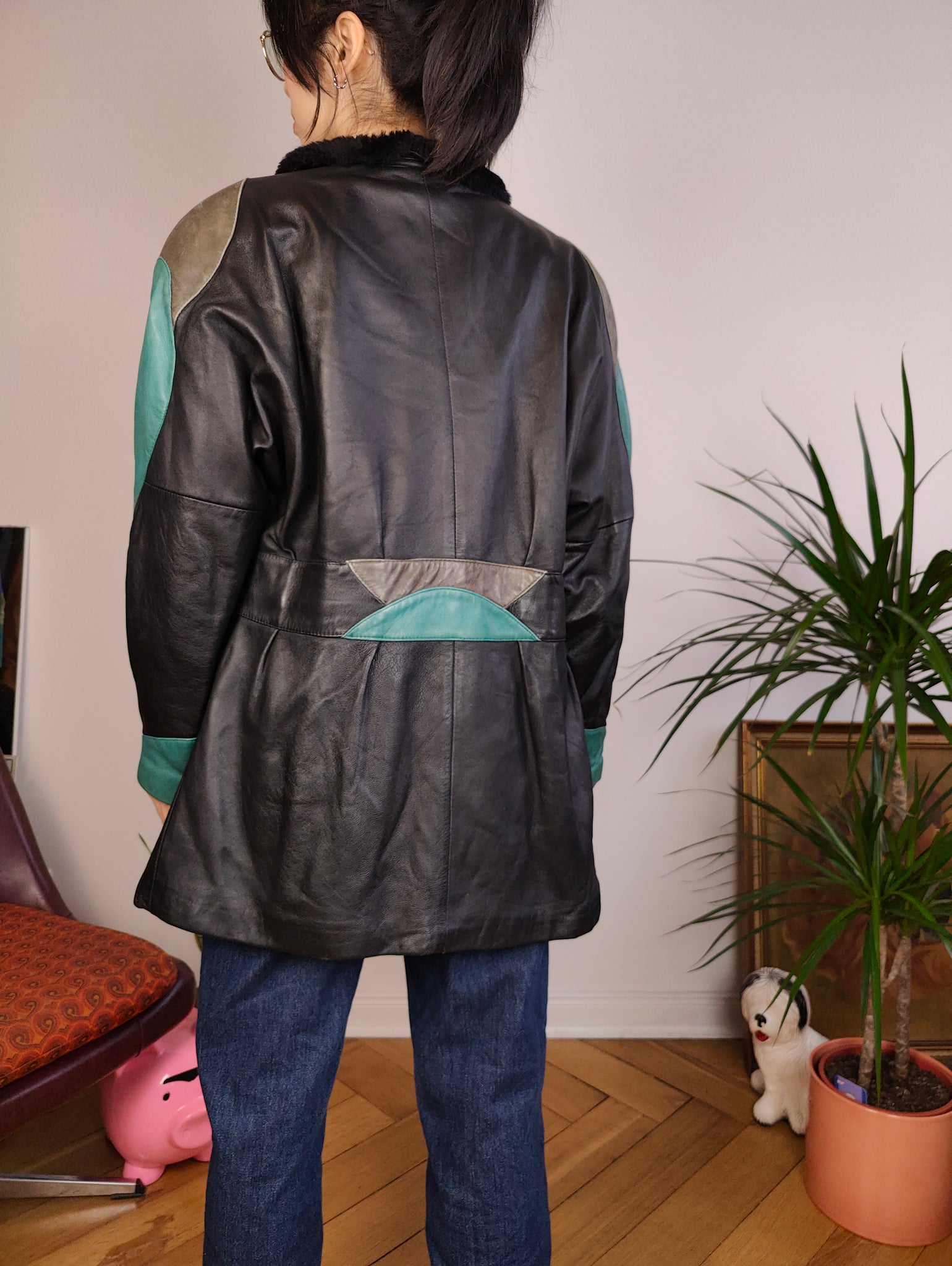 Leather coat on sale with wool lining