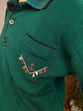 Lade das Bild in den Galerie-Viewer, Vintage knit polo collar sweater green plain embroidery knitted pullover jumper S
