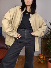 Load image into Gallery viewer, Vintage light blouson jacket bomber beige yellow cream women unisex men XL
