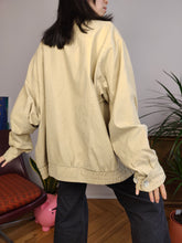 Load image into Gallery viewer, Vintage light blouson jacket bomber beige yellow cream women unisex men XL
