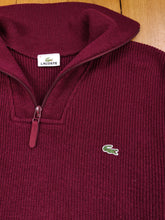 Load image into Gallery viewer, Vintage Lacoste wool sweater quarter zip burgundy red knit knitted pullover jumper women unisex men 6 L
