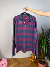 Load image into Gallery viewer, Vintage Robe di Kappa polo shirt long sleeve purple blue stripe pattern rugby sweatshirt women unisex men L-XL
