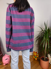 Load image into Gallery viewer, Vintage Robe di Kappa polo shirt long sleeve purple blue stripe pattern rugby sweatshirt women unisex men L-XL
