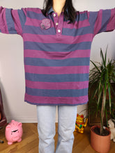 Load image into Gallery viewer, Vintage Robe di Kappa polo shirt long sleeve purple blue stripe pattern rugby sweatshirt women unisex men L-XL

