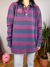 Load image into Gallery viewer, Vintage Robe di Kappa polo shirt long sleeve purple blue stripe pattern rugby sweatshirt women unisex men L-XL
