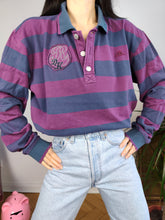 Load image into Gallery viewer, Vintage Robe di Kappa polo shirt long sleeve purple blue stripe pattern rugby sweatshirt women unisex men L-XL
