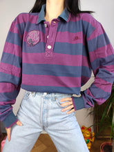 Load image into Gallery viewer, Vintage Robe di Kappa polo shirt long sleeve purple blue stripe pattern rugby sweatshirt women unisex men L-XL
