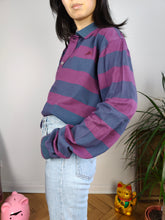 Load image into Gallery viewer, Vintage Robe di Kappa polo shirt long sleeve purple blue stripe pattern rugby sweatshirt women unisex men L-XL
