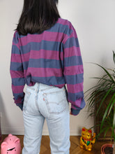 Load image into Gallery viewer, Vintage Robe di Kappa polo shirt long sleeve purple blue stripe pattern rugby sweatshirt women unisex men L-XL
