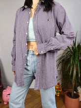 Load image into Gallery viewer, Vintage Ralph Lauren cotton shirt check checker purple button up long sleeve classic fit unisex men M
