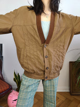 Load image into Gallery viewer, Vintage 90s bomber jacket blouson grandpa brown tan light spring summer women unisex men 48 L-XL
