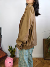 Load image into Gallery viewer, Vintage 90s bomber jacket blouson grandpa brown tan light spring summer women unisex men 48 L-XL
