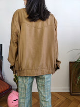 Load image into Gallery viewer, Vintage 90s bomber jacket blouson grandpa brown tan light spring summer women unisex men 48 L-XL
