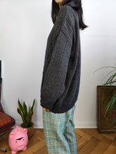 Load image into Gallery viewer, Vintage wool mix cardigan grey Max Dine cable knit knitted jacket Italy M-L
