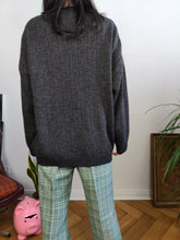 Load image into Gallery viewer, Vintage wool mix cardigan grey Max Dine cable knit knitted jacket Italy M-L
