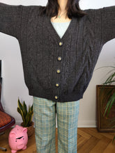 Load image into Gallery viewer, Vintage wool mix cardigan grey Max Dine cable knit knitted jacket Italy M-L
