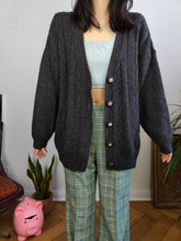 Load image into Gallery viewer, Vintage wool mix cardigan grey Max Dine cable knit knitted jacket Italy M-L
