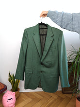 Load image into Gallery viewer, Vintage 100% wool blazer green check pattern jacket women unisex men 48 M
